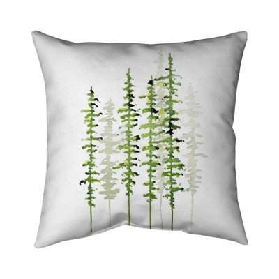 Slim Trees Minimalist Green Pillow - Modern – Outdoor Throw Pillow with Insert, Weather-Resistant
