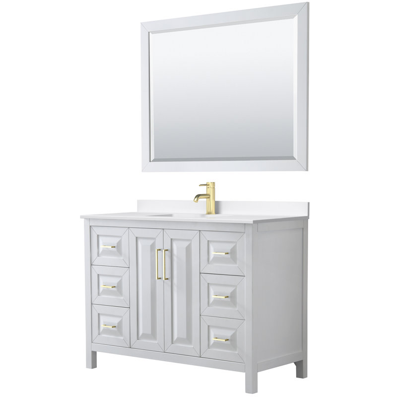 Daria 48'' W Vanity, White, Brushed Gold, Giotto Quartz