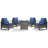 5-Piece Outdoor Modern Patio Lounge Chairs Conversation Set With Fire Pit Table-76404179-76404178