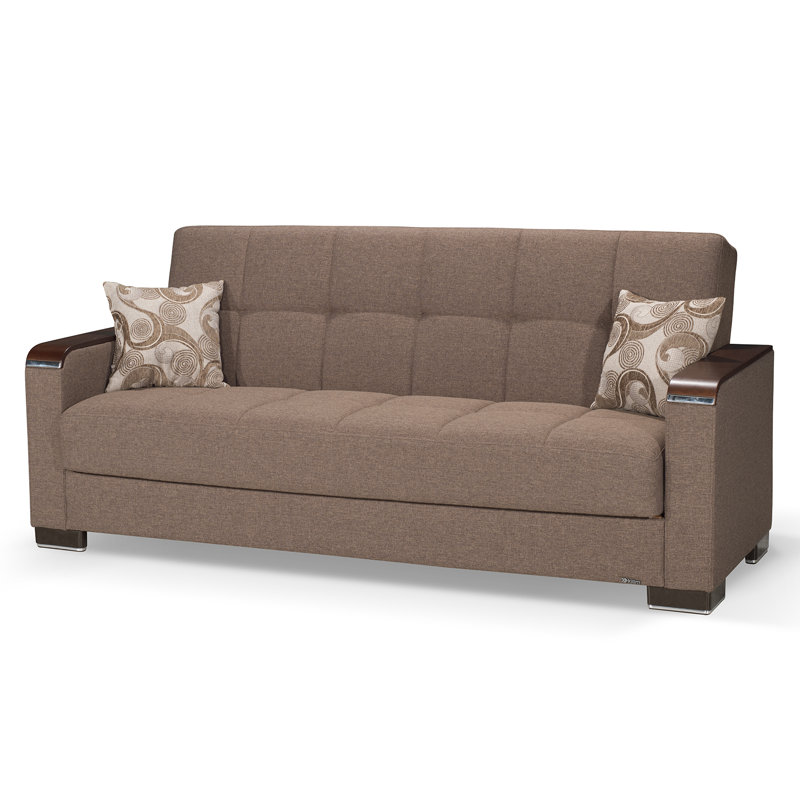 Annalease 89 in. Fabric 3-Seater Twin 3-in-1 Sleeper Sofa Bed with Storage, Chenille Dark Beige