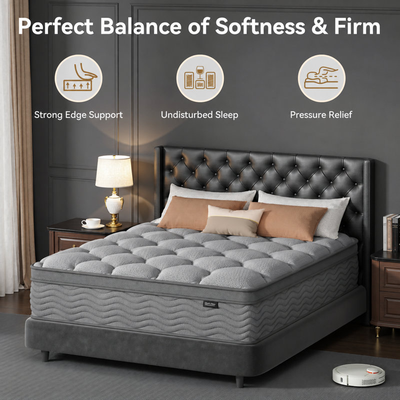 12” Medium Hybrid Mattress Pocket Spring With Memory Foam, 12, Queen