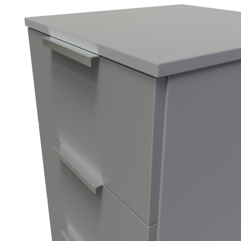 Fully Assembled Alianys 3 Drawer Bedside Table, Grey