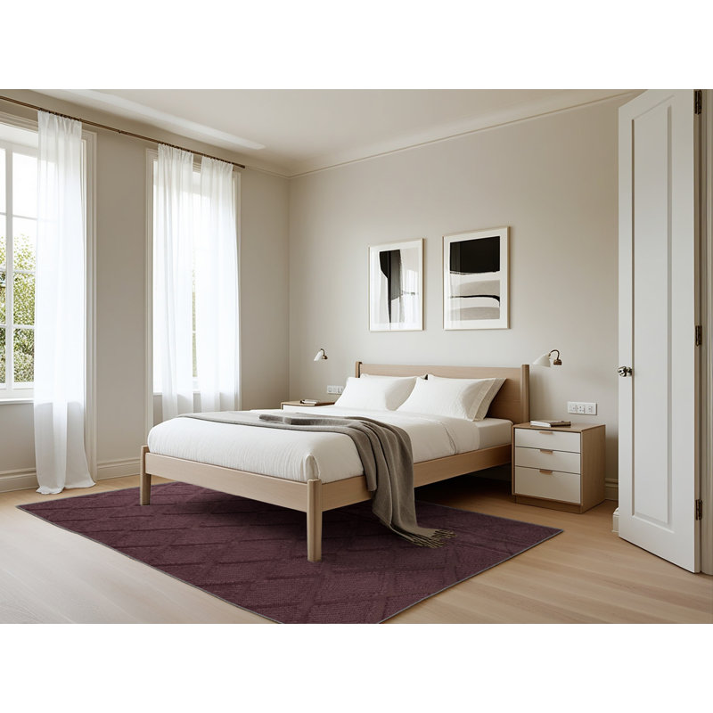 Tapis brun treillis lavable à la machine, Rectangle 5 pi x 7 pi