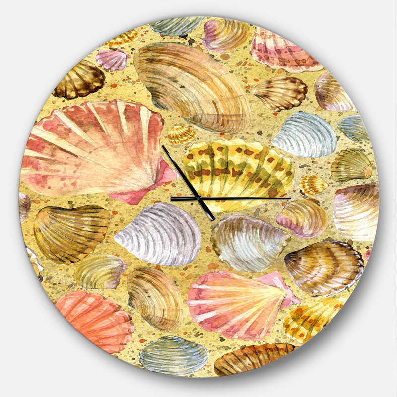 Coquillage et sable de mer - horloge murale moderne, Grand
