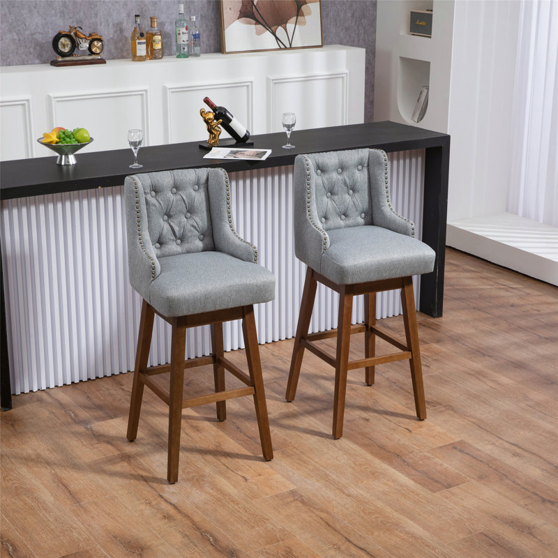 Ensemble polyvalent de 2 tabourets de bar pivotants avec fabrication robuste et sièges confortables, Gris