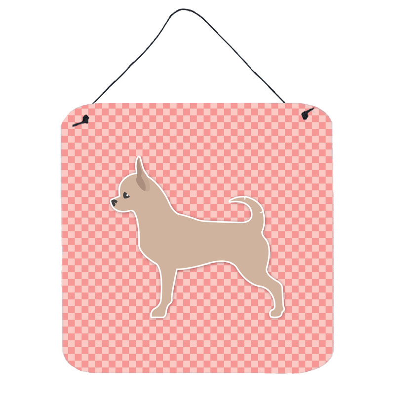 Décoration murale damier chihuahua, Rose