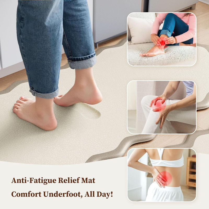 Anti Fatigue Kitchen Mats Non Slip Set of 2, Beige Khaki