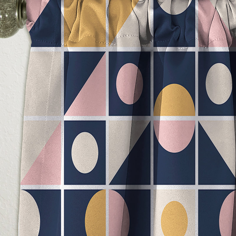 Panneau de rideau simple occultant à motif géométrique Mid-Century, L 52 po x L 120 po