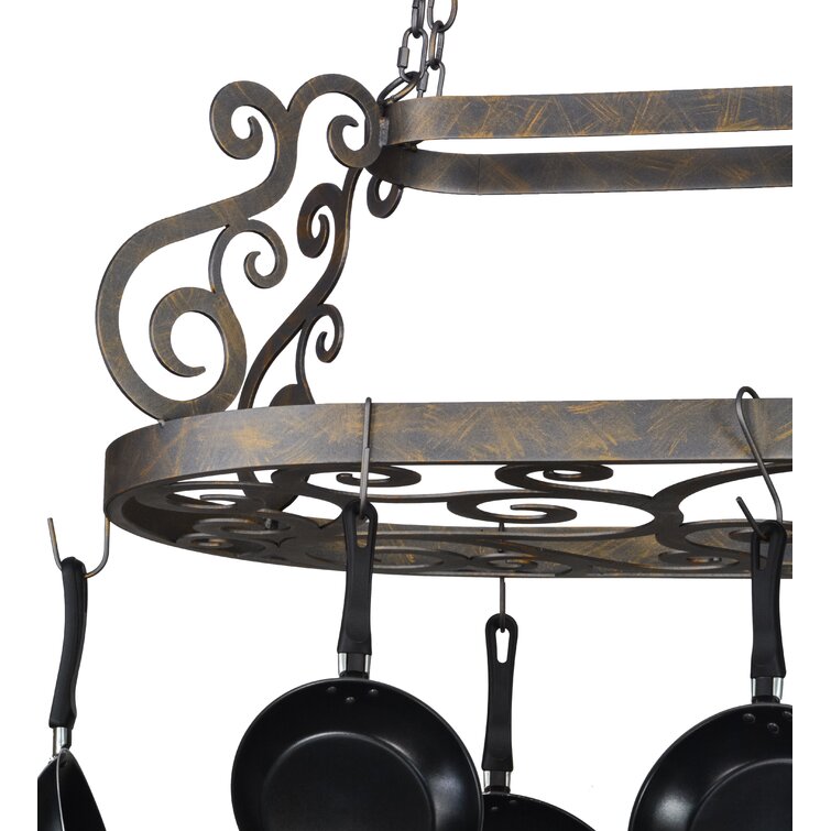 Meyda Tiffany Metal Handcrafted Oval Hanging Pot Rack