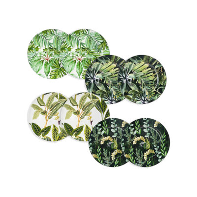 Assiette de présentation assortie - ensemble de 8 - 13 po de diamètre - vert / noir / blanc
