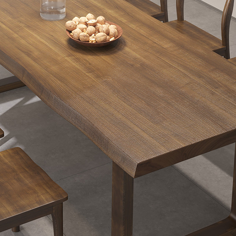 Japanese solid wood rectangular dining table set, 29.5"H x 86.6"L x 35.4"W