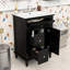 Meuble-lavabo simple autoportant en bois moderne avec lavabo en céramique lisse et rangement réglable-320833595