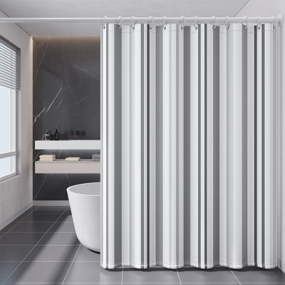 Behar Striped Shower Curtain with Hooks Included