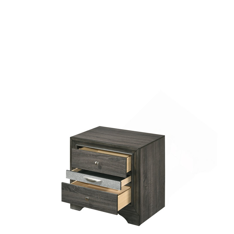 Naima Gray Finish Nightstand, Gray