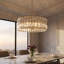 Lustre tambour en cristal doré à 6 lumières de 45,7 cm (18 po), suspension semi-encastrée réglable-307329552