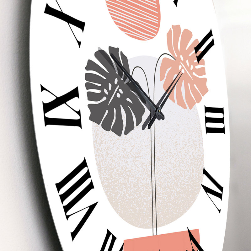 «Tropical Monstera Leaf One Line Art», horloge murale moderne, Petit