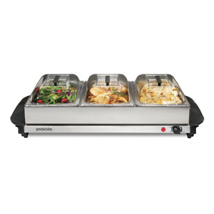 Buffet triple Proctor Silex, comprenant 3 poêles amovibles en acier inoxydable avec couvercles en forme de dôme, 34300R