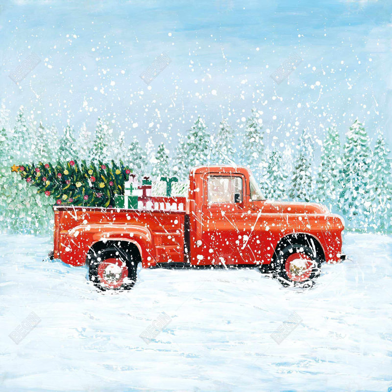 «Christmas Tree Truck» sur toile, H 36 po x l 36 po