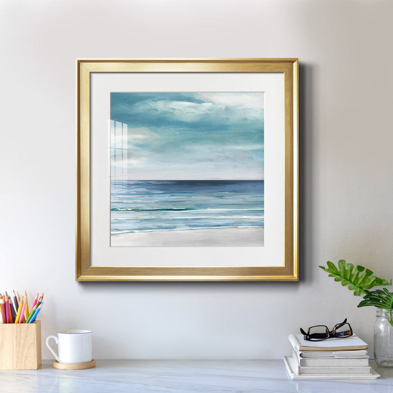 «Blue Silver Shore II», reproduction d'art sur papier encadrée, H 26,5 po x l 26,5 po x P 1,5 po, Cadre doré