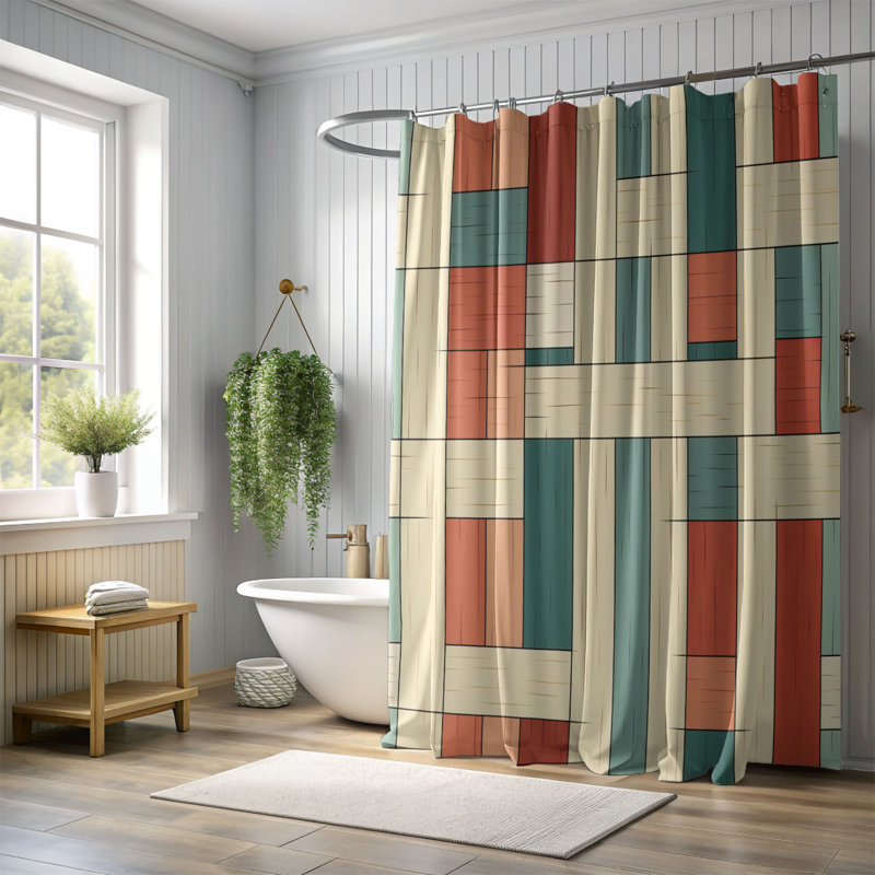 Texture rustique - Rideau de douche Premium, H 74 po x l 71 po