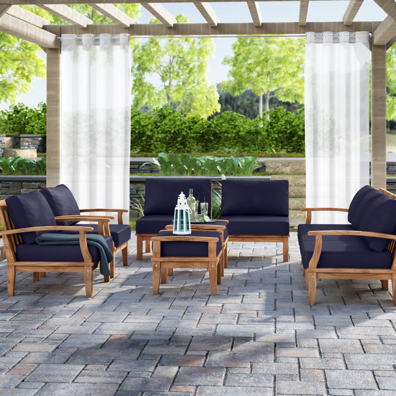Ensemble de patio extérieur 9 pièces Modway Pier, Bleu marine