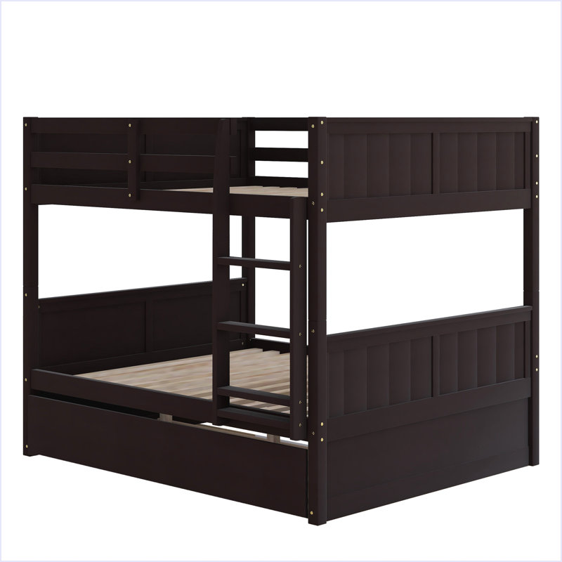 Lit superposé double au-dessus de double avec lit gigogne simple, Espresso
