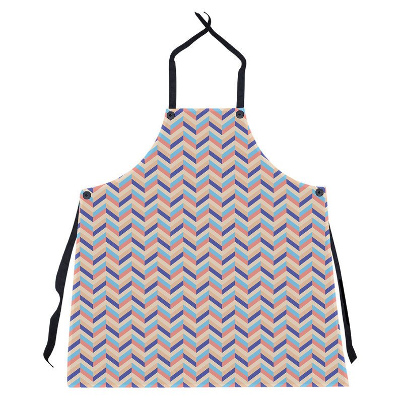 Tablier à chevrons, Orange et bleu marine