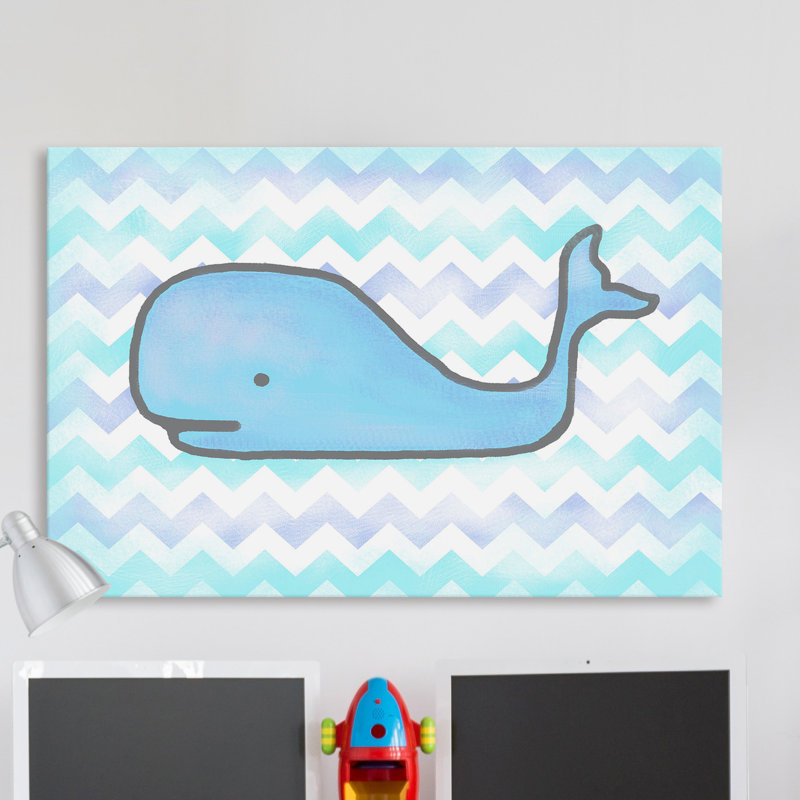 "Baby Blue Whale" par Reesa Qualia, reproduction sur toile tendue, H 40 po x l 60 po x P 1,5 po