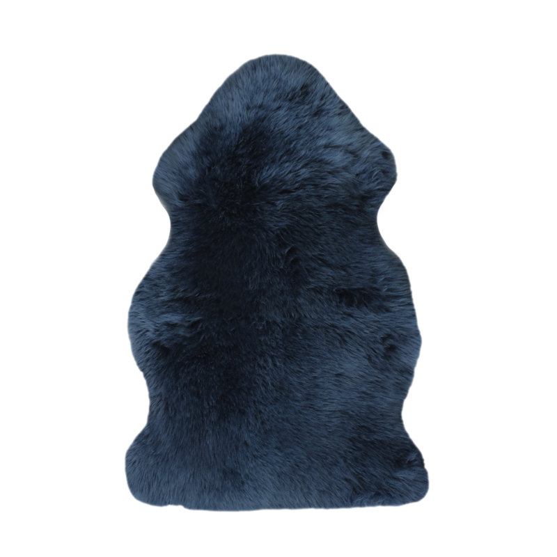 Haghni Navy New Zealand Natural Sheepskin Rug, Novelty 6' x 7'
