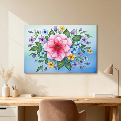 Bouquet de plantes et de fleurs avec rose rose et fleurs colorées