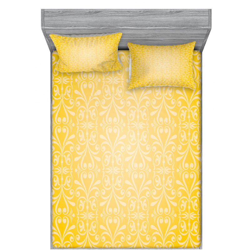 Microfiber Damask Sheet Set, Full Sheet + Fitted Sheet + 2 Pillowcases