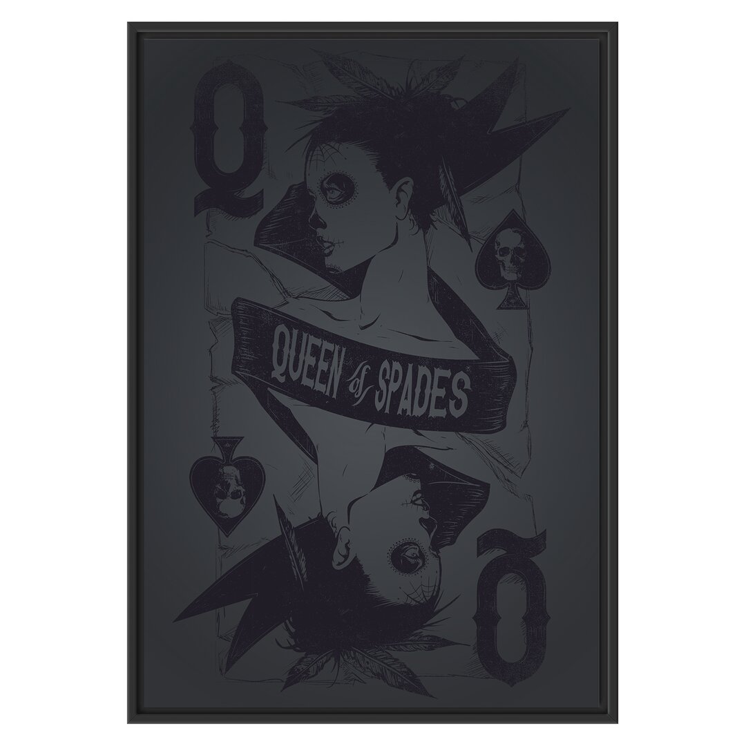 Gerahmtes Wandbild Queen of Spades Schwarz