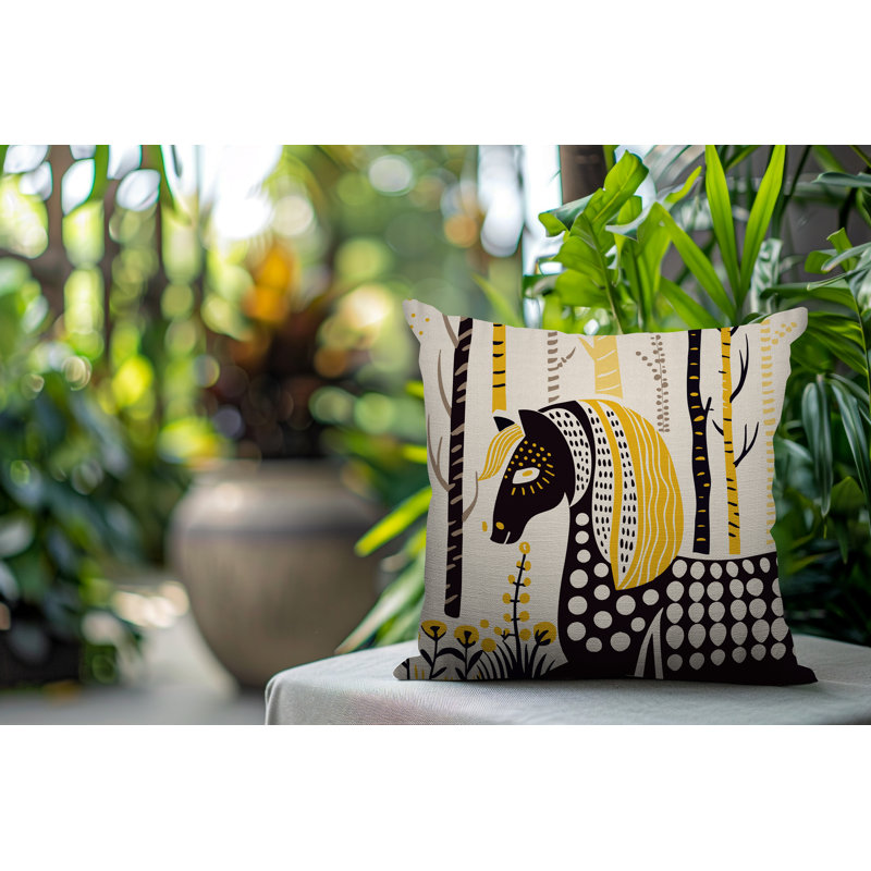 Coussin carré intérieur / extérieur noko, Jaune, Square 17"