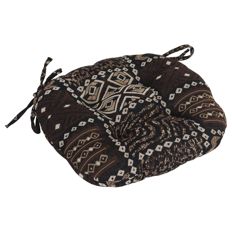 16-Inch Round Woven Tapestry Tufted Chair Cushions (Set Of 4)