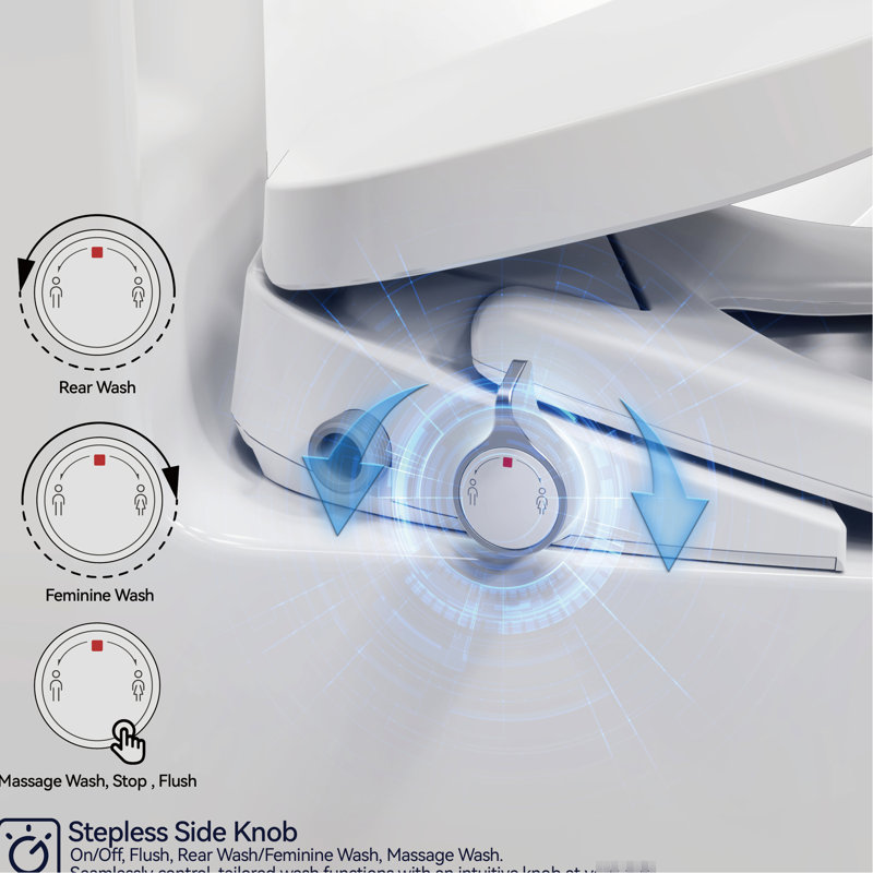 Siège de toilette électrique de luxe: buse autonettoyante, siège de séchoir à air chaud avec massage à faible puissance, débit réglable, chauffage