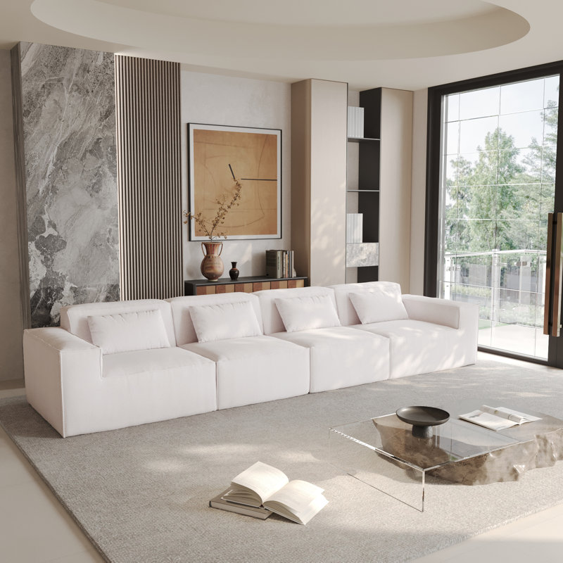 Canapé modulaire rembourré 4 pièces Berrysburg, 27.56" H x 149.62" W x 37.4" D, Beige