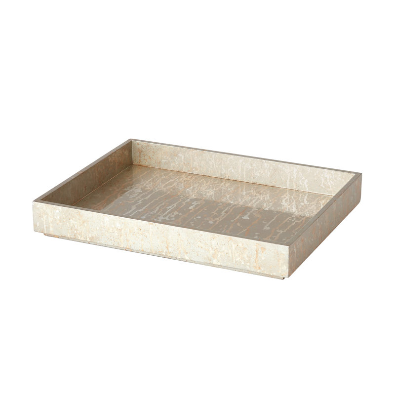 Rectangle Decorative Tray, 2.25" H x 15" W x 15" D, Champagne Silver