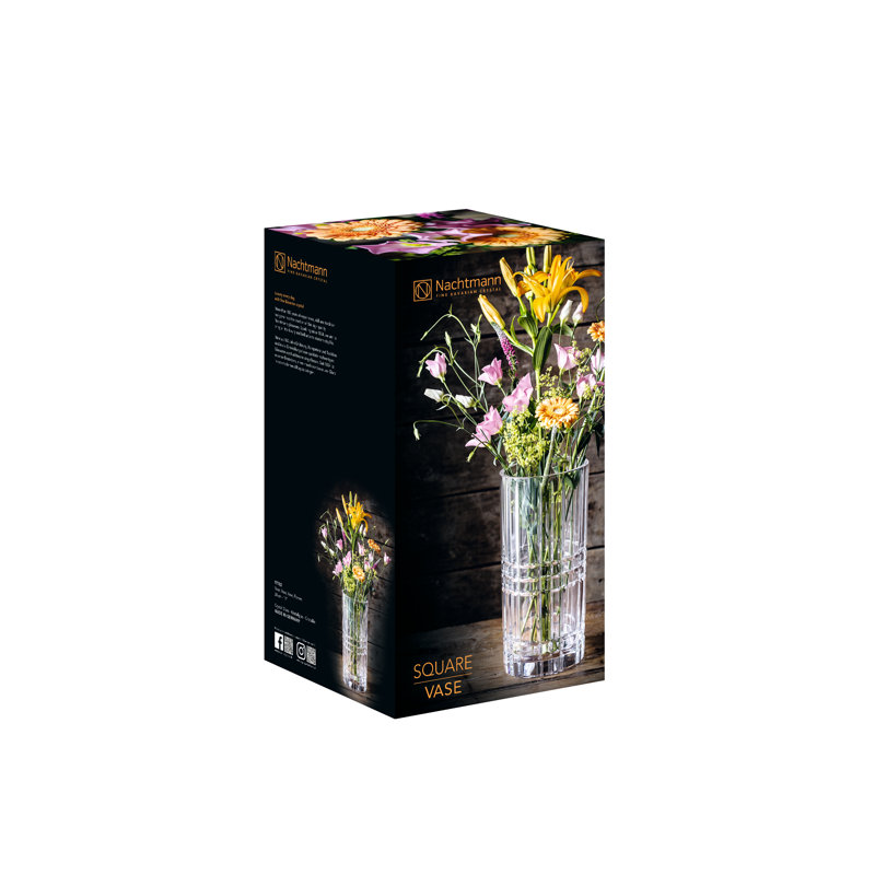 Vase de table carré en cristal transparent sans plomb 11,06 "