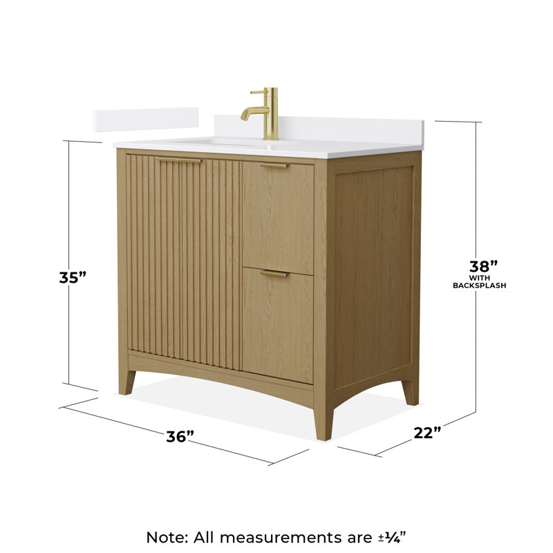 Palmilla 36" Freestanding Single Bathroom Vanity with Cultured Marble Top, Brushed Nickel, Beige, White Cultured Marble