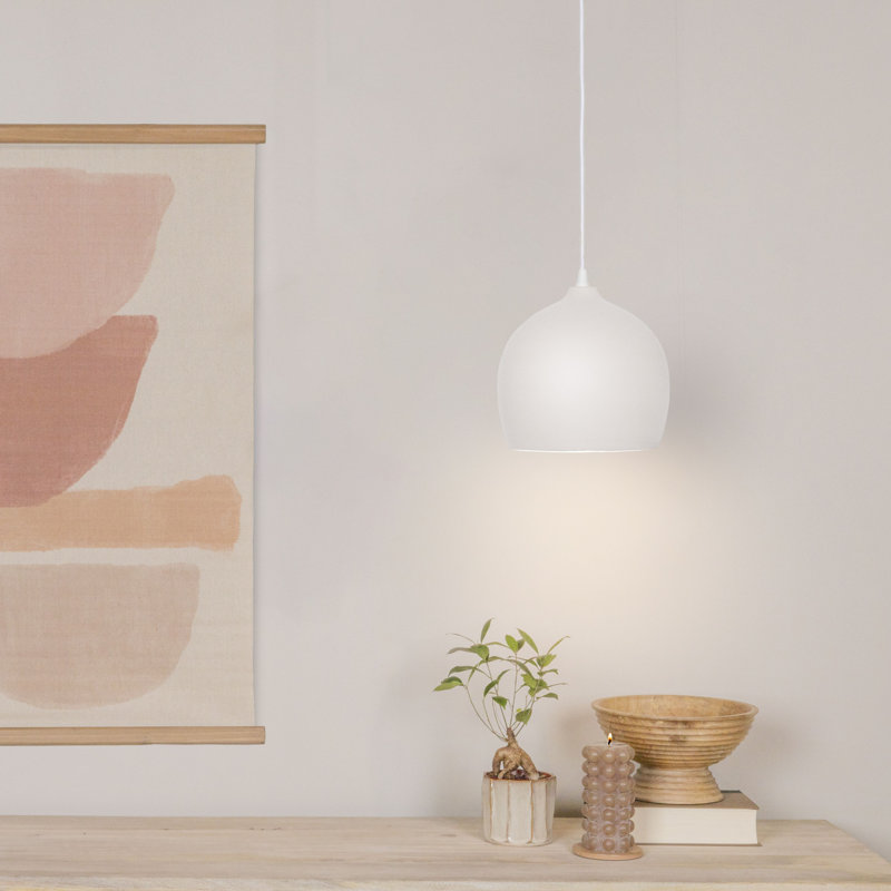 Javaeh Ceramic Bell-Shaped Pendant Light, White, 85" H x 9" W