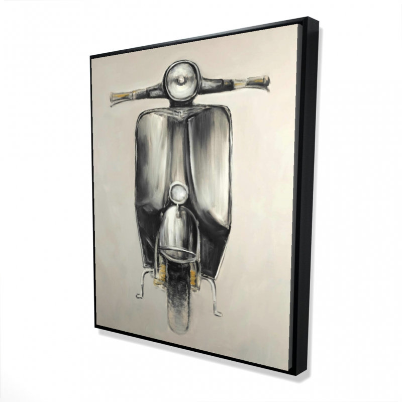 Small Black Moped Print On Canvas, H 48 po x l 60 po
