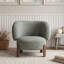 Fauteuil d'appoint à oreilles rembourré avec assise coussinée et pieds en bois massif-1265818754