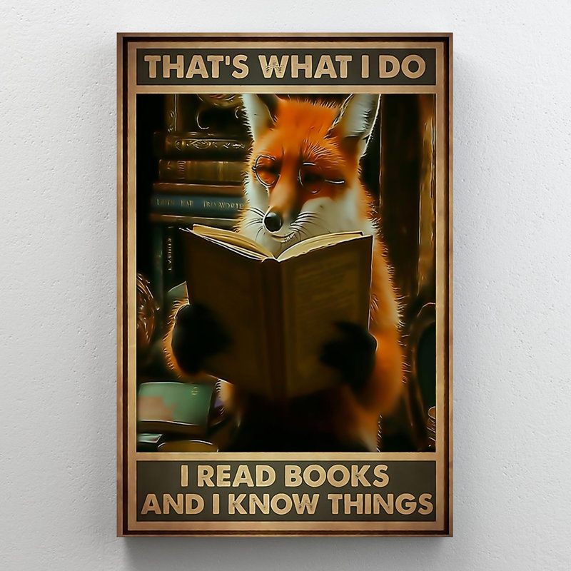 Renard, je lis des livres - 1 pièce, impression rectangulaire P Fox, lis des livres - 1 pièce, impression sur toile tendue