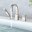 Robinet de baignoire à cascade avec nickel brossé, robinet de baignoire romaine à 3 tablettes, douche à main et boyau de 59 po, robinet en nickel à cartouche en céramique longue durée, acier inoxydable-121706787