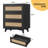 Rattan Nightstand with 3 Drawers & USB Charging Port Modern Bedroom Night Stand (Black)-1869882080