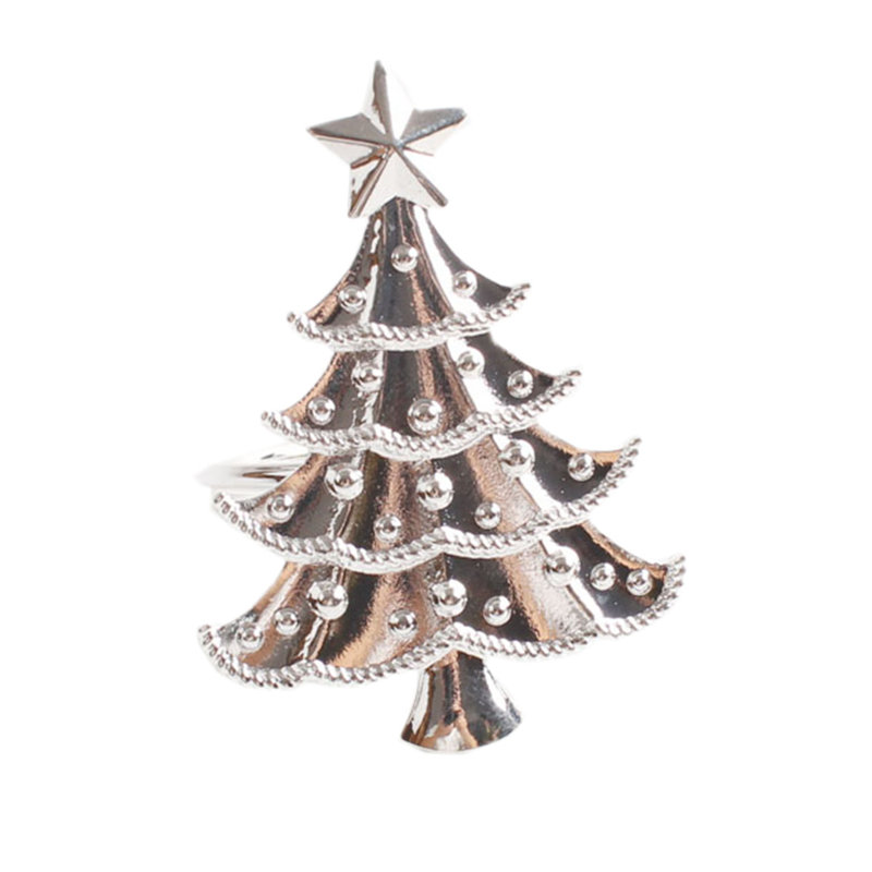 Rond de serviette de Noël en métal doré, ensemble de 4, Argent
