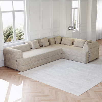 Canapé-lit convertible 3 pièces 78,7 po avec oreiller cylindrique et canapé-lit pliable en chenille avec poche latérale
