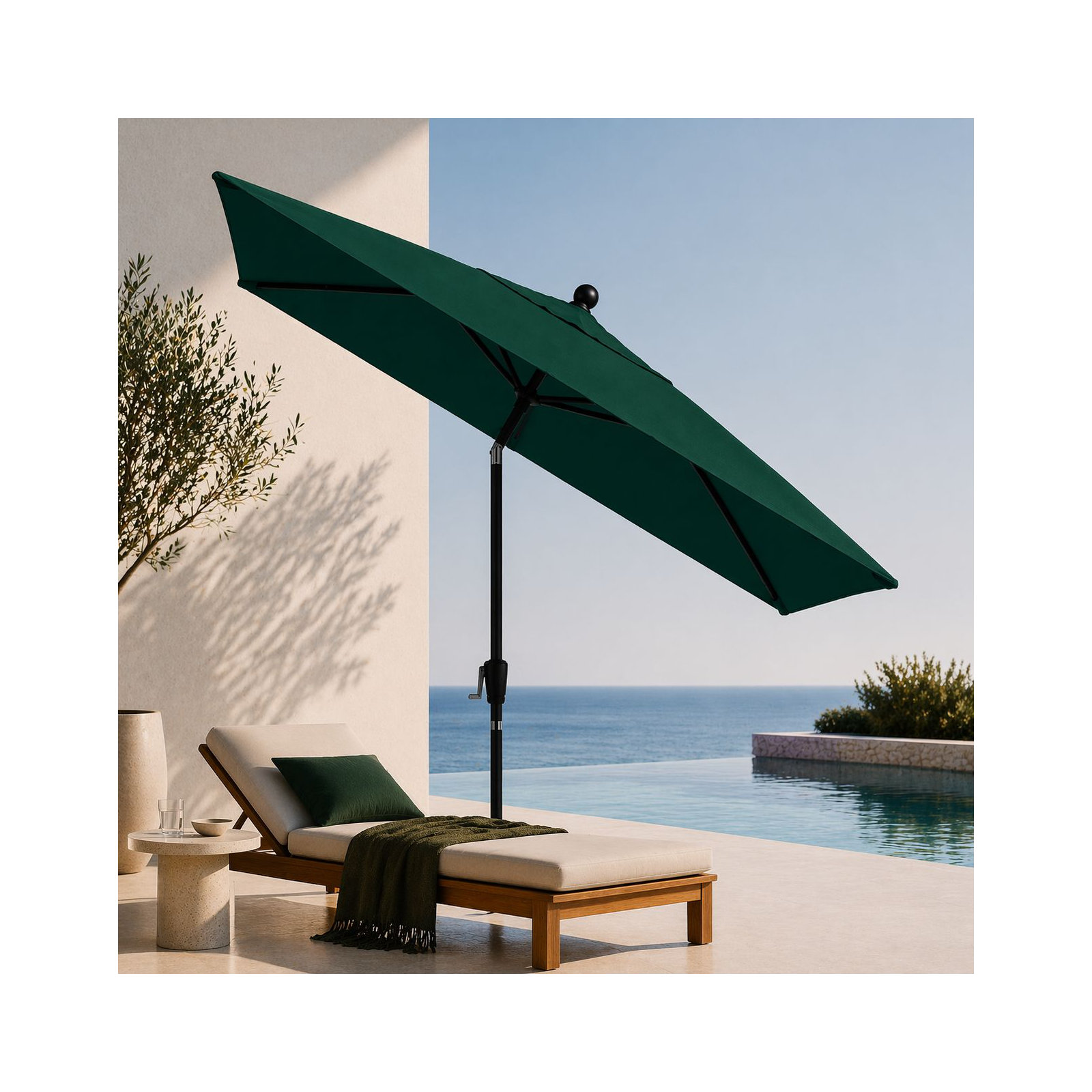 Natalie 103'' Outdoor Umbrella, Black Sapphire, Canvas Forest Green Sunbrella® Canvas