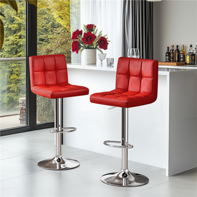 Chandresh Swivel Upholstered Adjustable Height Counter Stool with Metal Frame
