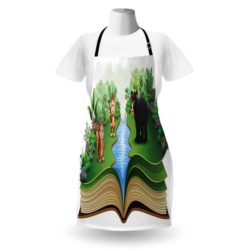 Bungalow écureuil rose tablier unisexe jungle livre ouvert amis taille adulte vert multicolore